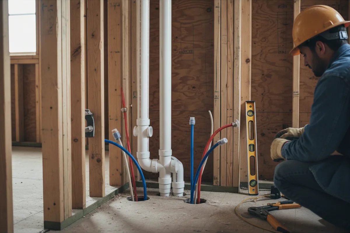 Drain and supply rough-in during Sump Pump Repair in Oreana